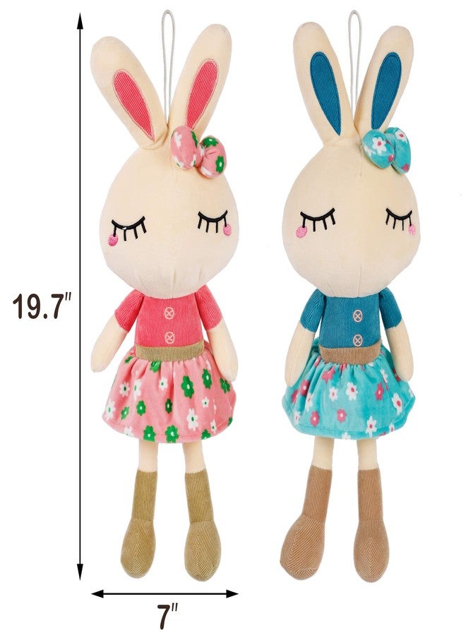 Cllayees Set of 2 Easter Bunny Plush for Kids, 18.3" Easter Stuffed Animal, Big Rabbit Toys Cute Birthday Gifts for Boy Girl, Pink & Blue - Image 2